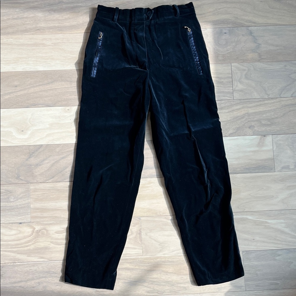 Vintage Escada High Waist Navy Velvet Pants Size 4 Quiet Luxury